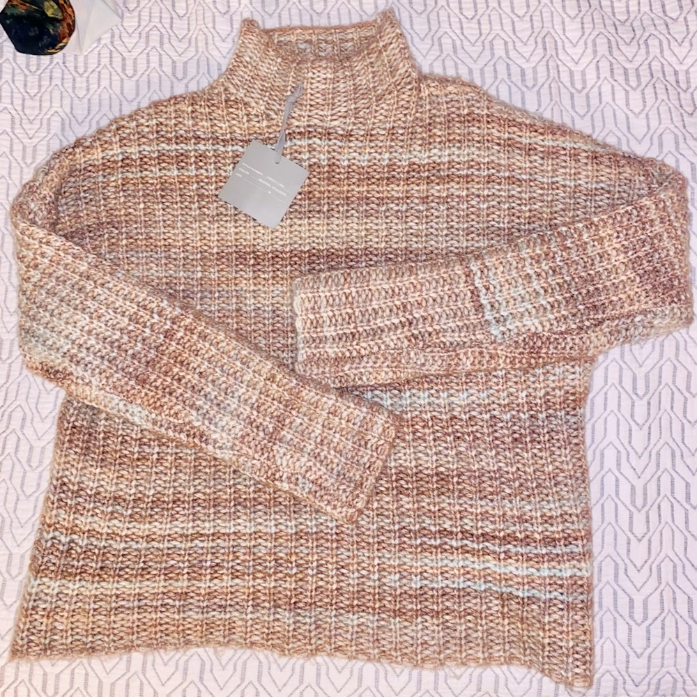 Marled United Clothing Mock Neck Sweater (M) Marble Swirl Colors of Jupiter! NWT